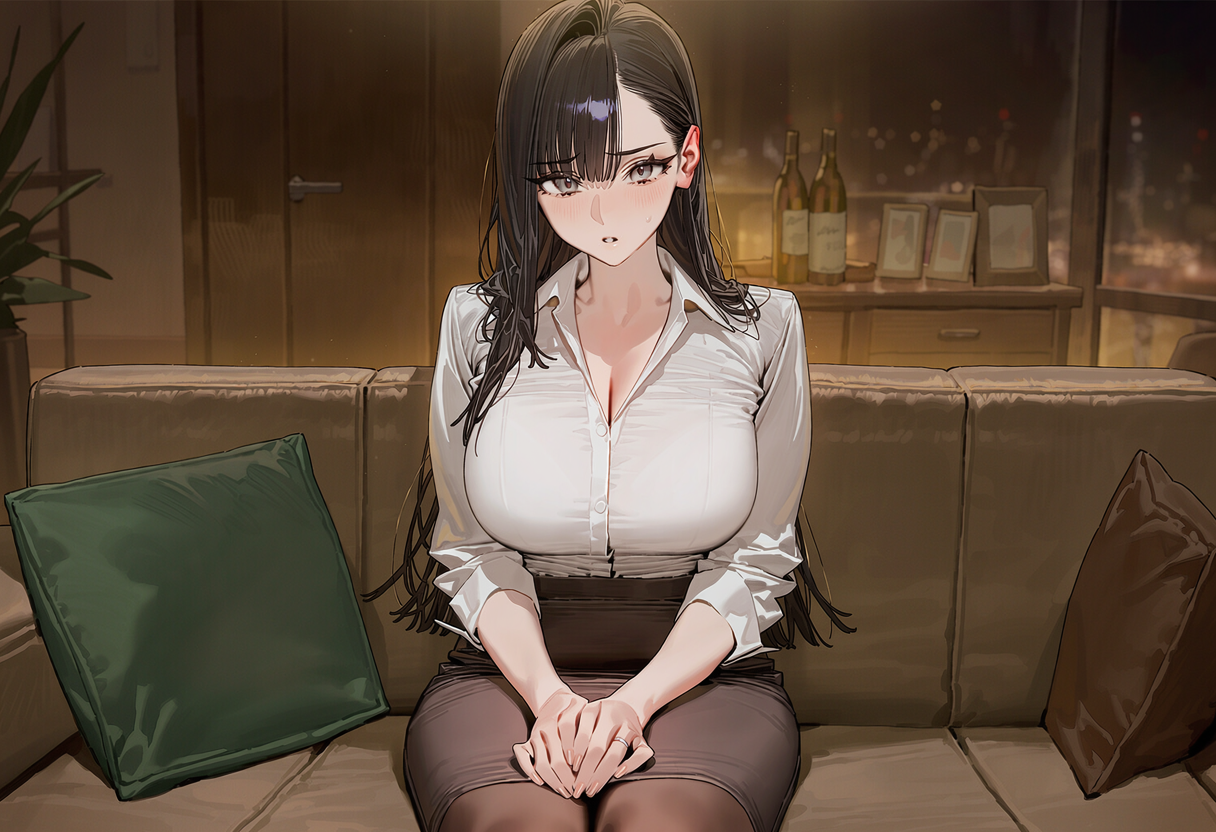 소파에서 조심스럽게 부탁하는 윤채린
